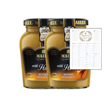 Dijon Mustard Bundle With Maille Dijon Mustard With Honey 230g - Pack of 2 with Grocery List Card