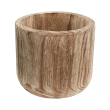 CYS EXCEL 11'' Verbrande Afwerking Cilinder Plantenbak Lichtgewicht Natuurlijke Houten Cachepot