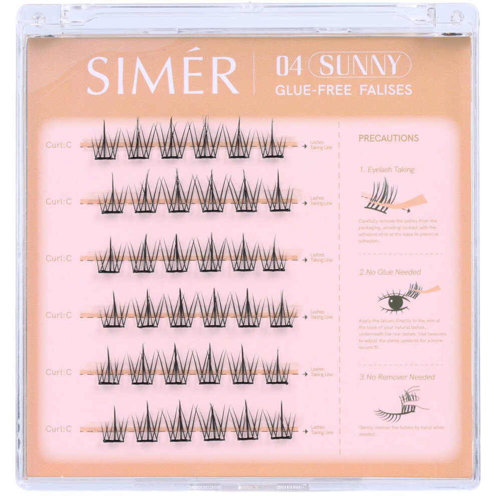 Simer Self Adhesive Lash Clusters Press On Lashes Natural Eyelash Clusters 9-12Mm C Curl Pre-Glued Cluster Lashes No Glue Needed Reusable Wispy Diy Eyelash