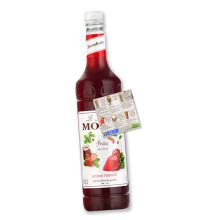 Monin Coffee Syrup Strawberry 1L for Coffee and Cocktail | Premium with Natural Flavours and Colourings | Vegan-Friendly | Includes Drink Recipe