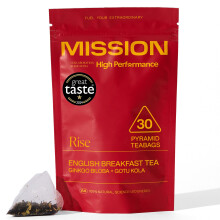 MISSION - Rise Tea - English Breakfast Tea with Yerba Mate, Gotu Kola & Ginkgo Biloba - Improve Performance - 30 Pyramid Tea Bags