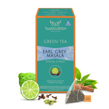 TeaNOURISH Earl Grey Masala Green Tea | 20 Count Pyramid Tea Bags | Spiced Citrus | Darjeeling Whole Tea | Blended with Indian Aromatic Spices