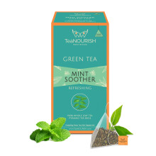 TeaNOURISH Mint Soother Green Tea | 20 Count Pyramid Tea Bags | Darjeeling Whole Leaves | Blended with Fresh Mint & Peppermint Leaves | Refreshing &