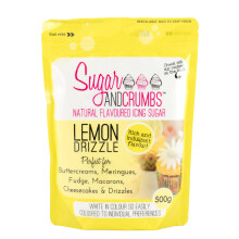 Sugar and Crumbs Lemon Drizzle Natural Flavoured Icing Sugar, Confectioners Powdered Sugar - For Baking, Frosting, Dusting, Decorating Royal Icing