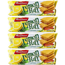 Maliban Lemon Puff Tea Biscuits 200g Per Pack 100% Genuine with Real Lemon Cream (4 Packs)