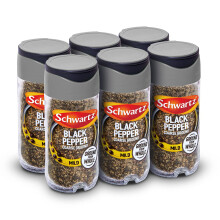 Schwartz Black Pepper Mild Coarse Ground 33 G, Jar, Pack of 6, Warm, Spicy, Aromatic Taste, Versatile Spice, Essential for Home-Cooked Meals, Perfect
