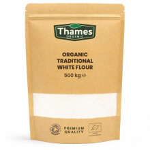 Traditional Organic White Flour-Certified Organic, Non-GMO, Vegan, No Additives, No Preservatives, Resealable Bag by Thames Organic 500g