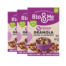 Bio&Me Cocoa Hazelnut Granola 3-Pack (3 x 360g) ? Vegan, High Fibre, No Added Sugar, Gut-Loving Breakfast Cereal, High Protein Cereal