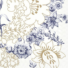 PALMER'S Silk Blue Gold Floral (V&A) IHR Paper Lunch Napkins 20 in Pack 3 ply 33 cm Square