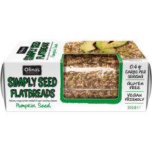 The Great British Confectionery Company OLINA'S BAKEHOUSE Gluten Free Seeded Flatbreads - Pumpkin Seed 100g - 5 Pack
