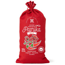 Real Hungarian Paprika (HOT, 100g) Imported from Kalocsa, Hungary, Amazing Color, Great Taste, in Traditional Canvas Bag