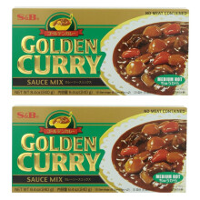 S&B Golden Curry Medium Hot 220g, Authentic Japanese Curry Sauce Mix In Block, Rich & Aromatic, Easy to Cook- Pack of 2