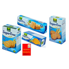 Gullon Sugar Free Biscuits Plain Assortment x 4 Diabetic friendly Types with zamfoods nutrition pack- Maria, Shortbread, Fibre & Digestive on