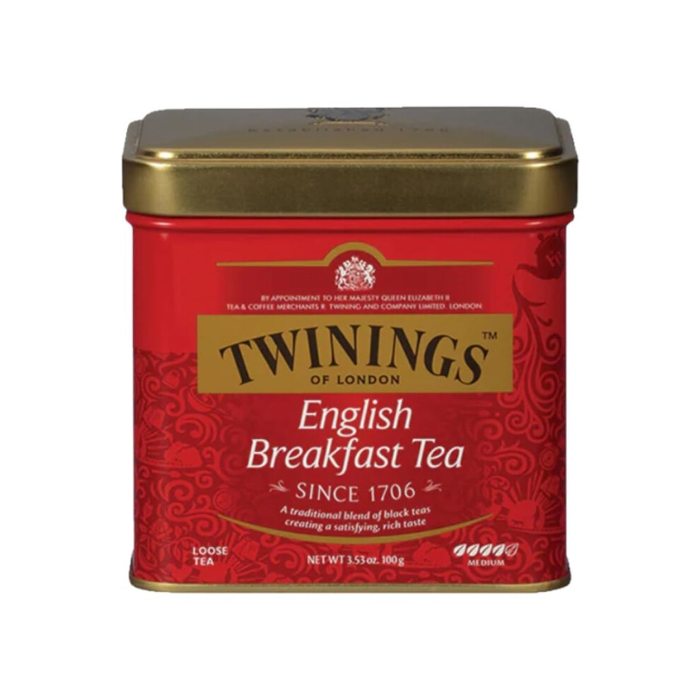 Twinings English Breakfast Tea, Loose Tea, 3.53 Ounce Tin Black