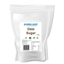Puresweet 100% Date Sugar 500g, Non GMO, Recyclable Pouch (due to the nature of this product it will not disolve the same way as sugar).