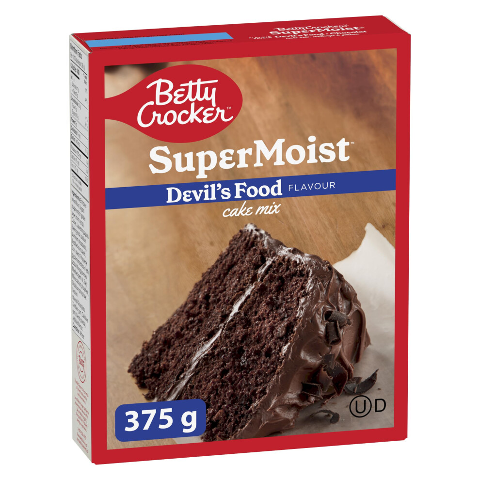 Betty Crocker - Cake Mix - Super Moist Devil's Food Chocolate Flavour, 375 Grams Package Of Cake Mix, Baking Mix, Tastes Like Homemade, Easy To Bake Golden