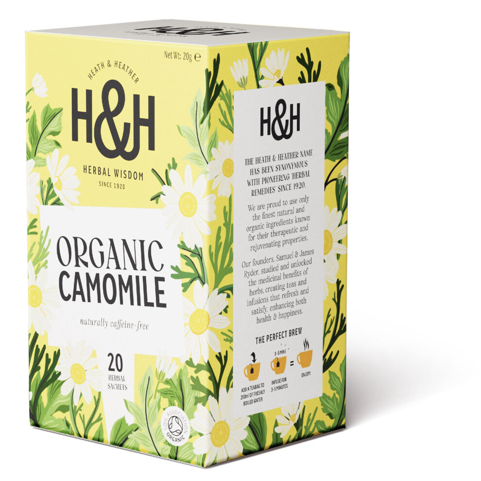 Heath & Heather - Organic Camomile Tea ? Gentle Floral Infusion ? Naturally Caffeine-Free ? Vegan ? Soothing & Calming Wellness Tea ? 20 Tea Bags