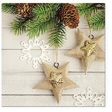 3-Ply Xmas Tissue Paper Serviettes Christmas Napkins for Decoupage 33cm x 33cm - (Pack of 20) (Eco Stars)