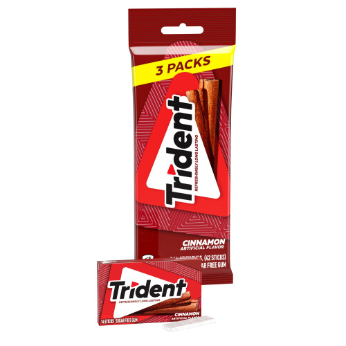 Trident Cinnamon Sugarfree Chewing Gum 3 x 14 Stick Multipack