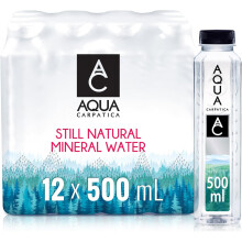 AQUA Carpatica 500ml x 12 Pure Natural Still Mineral Water - 12-Pack Bottled Water, Virtually Nitrate Free, Low Sodium, Naturally Alkaline, Natural
