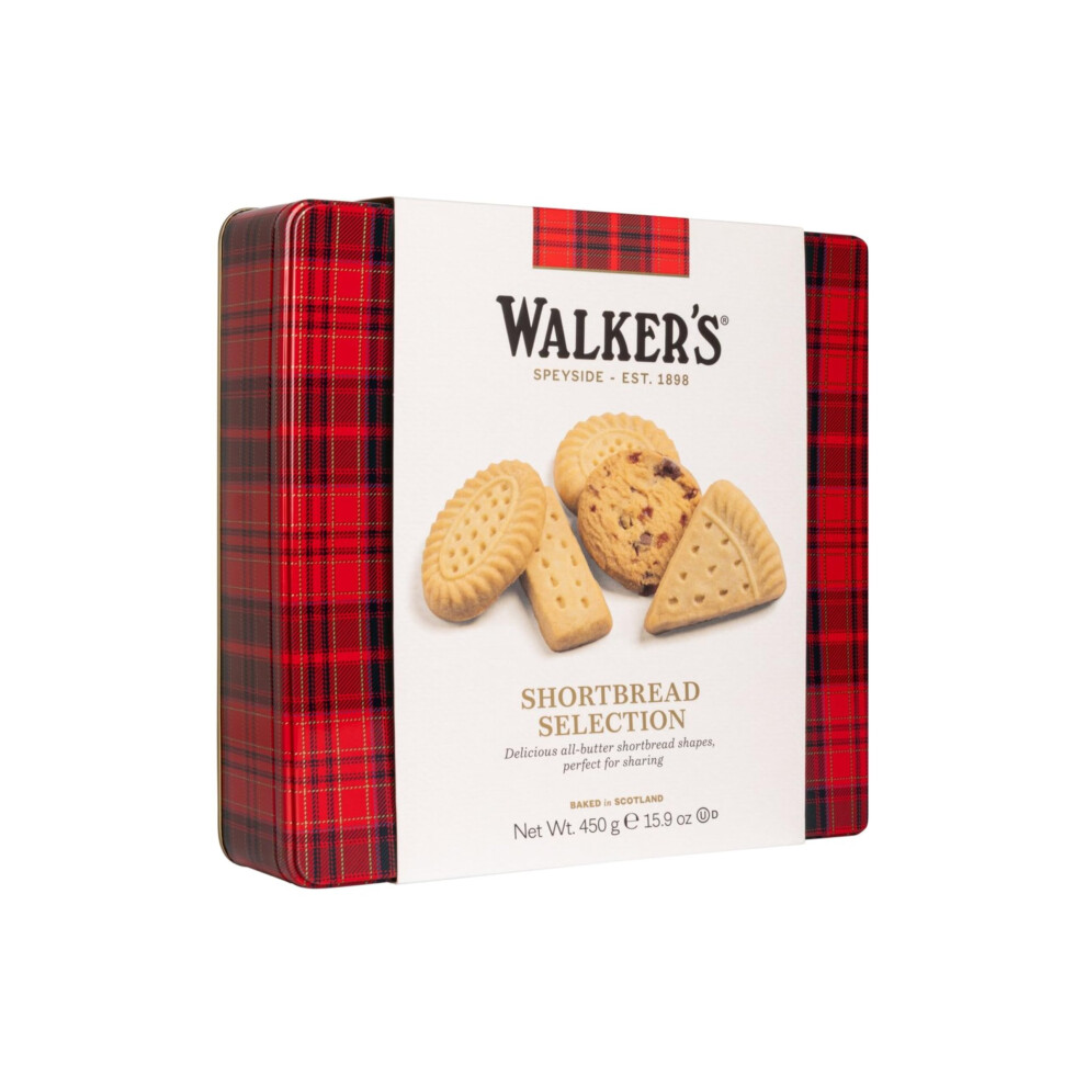 Walkers Walker's Shortbread Square Shortbread Assortment Tin, Traditional Pure Butter Scottish Recipe, 450G