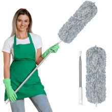 Vicloon Extendable Feather Duster,Bendable Reusable Microfiber Duster with 100" Extra Telescopic Extending Pole for Cleaning Ceiling Fan High Ceiling