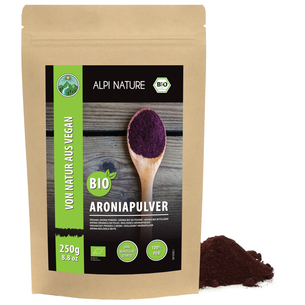 Alpi Nature Organic Aronia Powder 250G 8.8 Oz, Ground Aronia Berries, Black Chokeberry Powder