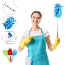 Vicloon 3 Pack Extendable Microfiber Dusters, Washable Dusting Brush with Telescoping Pole up to 75cm, Microfibre Extendable Feather Duster Brush For