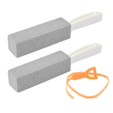 FOCCTS 2 Pcs Foot Care/Toilet Pumice Cleaning Stone with Handle Dead Hard Skin Callus Remover and Clean Hard Water Ring Rust Stain of Toilet/Bathtub