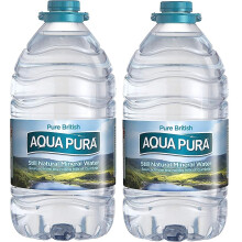 2x 5 Litre Aqua Pura, Large Bulk Big Bottle Still Natural Mineral Water,(Pack of 2, total 10 litre)