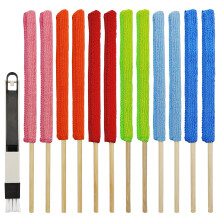 12 Pcs Microfiber Detail Duster Sticks with Crevice Cleaning Brush, 6 Colors, Mini Detail Dusters Fan Cleaning Brush Fan Duster AC Vent Cleaner, for