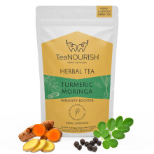 TeaNOURISH Turmeric Moringa Herbal Tea | Blend of Indian Superfoods Turmeric, Moringa, Ginger & Black Pepper | Supports Immunity | 100% NATURAL
