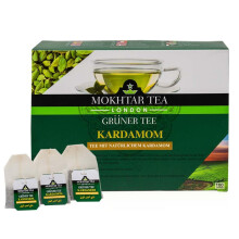 Mokhtar Tea London | Premium Quality Green Tea | With Cardamom | 100 Teabags | Large Teabags for Whole Pot | 100% Natural