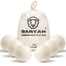 Baryah Tumble Dryer Balls XL - 6 Pcs 100% Organic New Zealand Wool Dryer Balls Reusable Eco Laundry Balls for The UK Reduces Drying Time Wrinkles, and