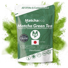 Matchaeco Japanese Matcha Green Tea Powder 30g | Ceremonial Grade | Pesticide-Free | Compostable Eco Pouch | Natural Energy, Focus & Antioxidants |
