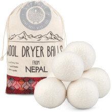 DimBull Wool Dryer Balls ? 6 Pack XXL, 100% Organic Merino Wool, Handmade in Nepal, Reusable Natural Fabric Softener for Laundry, Cuts Drying Time,