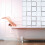 Duschrollo, wasserabweisend, Retro-Fliesen-Design 1