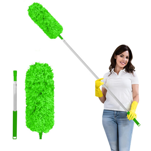 Fogray 2026 Upgraded Extendable Feather Duster with Soft Silicone Cap, Telescopic Long Handled Microfiber Dusters for Cleaning, Cobweb High Ceiling