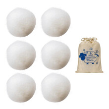6 Pieces of Wool Dryer Balls, 1 Piece of Cotton Bag, Ecological Drying Balls, Sustainable Use Drying Balls, Felt Balls, Clothes are Fluffy and Soft,