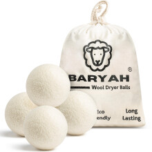 Baryah Tumble Dryer Balls XL - 4 Pcs 100% Organic New Zealand Wool Dryer Balls Reusable Eco Laundry Balls for The UK Reduces Drying Time Wrinkles, and