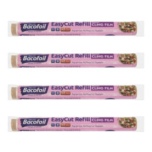 4 x EasyCut Cling Film Refill Rolls Wrapping Freezing Microwaving | Convenient and Durable Kitchen | The Perfect Kitchen Essential | 350mm x 60m |