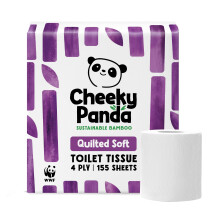 The Cheeky Panda Bamboo 4 Ply Quilted Toilet Roll ? 9 Rolls | Super Soft and Strong | Plastic Free Packaging