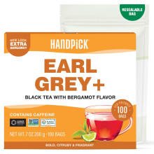 HANDPICK, Earl Grey Black Tea Bags (100 Count) 100% Pure Earl Grey Tea w/Bergamot Extracts | Citrus Flavor | Brew Hot/Iced Tea with or without milk