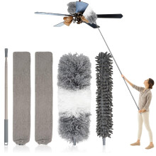 Vinuwu 5 PCS Dusters for Cleaning, Extendable Duster Set with 100'' Telescopic Pole, Microfiber Feather Chenille Radiator Duster, Cleaner Tool for