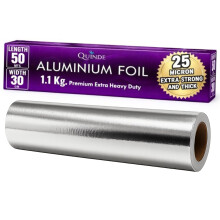 Heavy Duty Foil 25 Micron ? Premium Aluminium Foil Roll 50m x 30cm ? Reliable Strength Catering Tin Foil for Cooking, Baking & Professional Kitchens ?