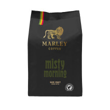 Marley Coffee Strong Dark Roast Ground Coffee 227g - Misty Morning Blend - From The Marley Family - V60 Filter Cafetiere Aeropress - Rainforest