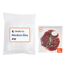 Giraffy Co. Reusable Vacuum Sealer Bags for Food ? 10/30 Medium Vacuum Bags (26x28cm/10x11in), BPA-Free, Leak-Proof, Odor-Resistant ? Compatible with