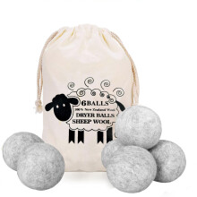 Tumble Dryer Balls Pack of 6, Reusable Cotton Wool Dryer Balls Natural Fabric Softener Pet Hair Remover Washing Machine Reduces Clothing Wrinkles