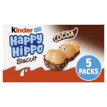 Kinder Happy Hippo Cocoa Biscuit Wafer with Milk And Cocoa Filling in Bulk; 10 Packs x 5 Biscuits; 50 Total