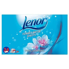 Lenor Fabric Tumble Dryer Sheets Spring Awakening, Helping Protect Your Clothes, 34 Sheets, Pack of 12